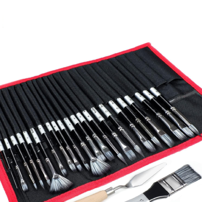 Set De Pinceles X 24 Piezas Estuche Negro | Bartola Artística