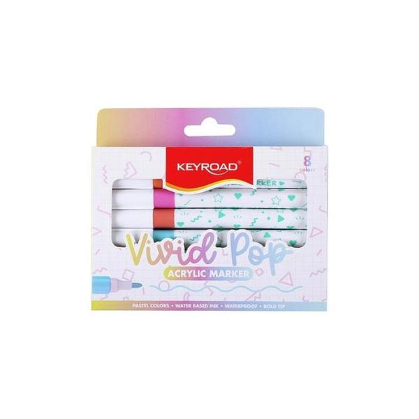 Marcador Acrílico Keyroad Colores Pastel X 8