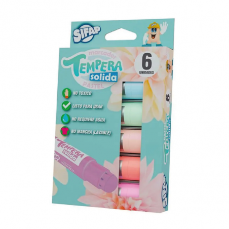 Tempera Solida Sifap Pastel X 6 Colores