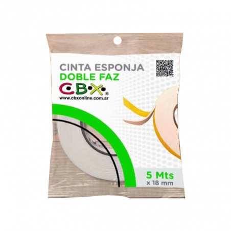 Cinta Esponja Doble Faz Cbx 18 Ml X 5 Mts