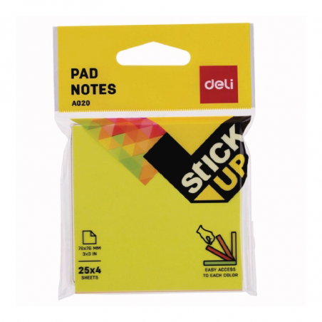 Notas Autoadhesivas Deli X 4 Colores Fluo