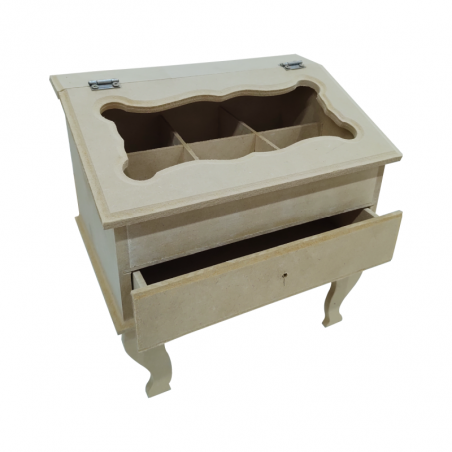 Caja De Te x 6 De Fibrofácil Con Patas Y Vidrio