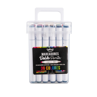 Marcador Doble Punta Valija X 36 Colores