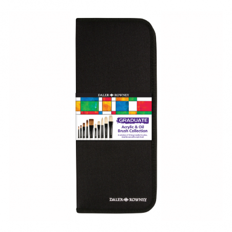 Set De Pinceles Mango Largo Graduate Daler Cartuchera X 10 Unidades